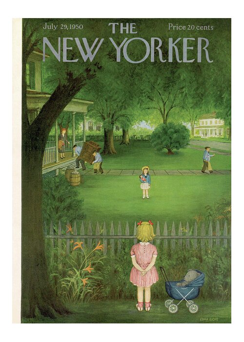 Kid Greeting Card featuring the painting New Yorker July 29th, 1950 by Edna Eicke