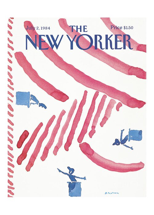Patriotism Greeting Card featuring the painting New Yorker July 2nd, 1984 by RO Blechman