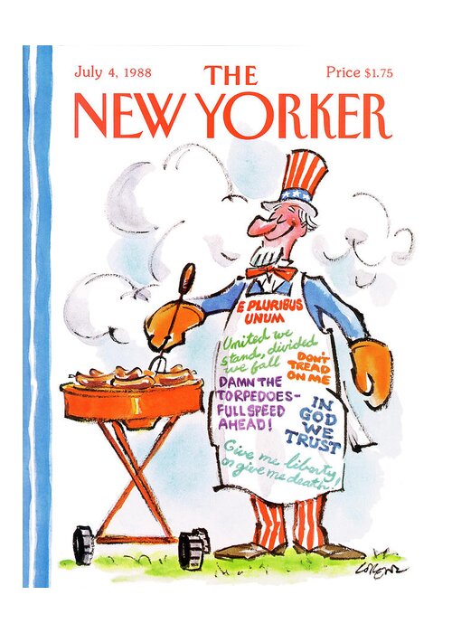 Holiday Greeting Card featuring the painting New Yorker July 4th, 1988 by Lee Lorenz