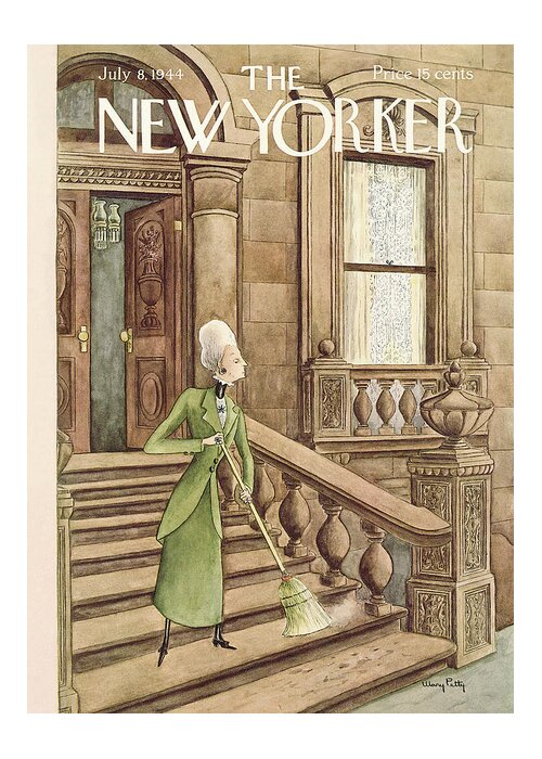 Upper East Side Greeting Card featuring the painting New Yorker July 8, 1944 by Mary Petty