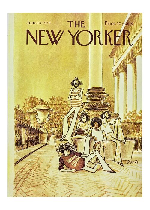 Illustration Greeting Card featuring the painting New Yorker June 10th 1974 by Charles D Saxon