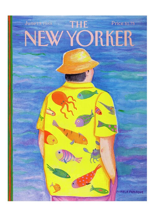 Man Greeting Card featuring the painting New Yorker June 13th, 1988 by Pamela Paparone