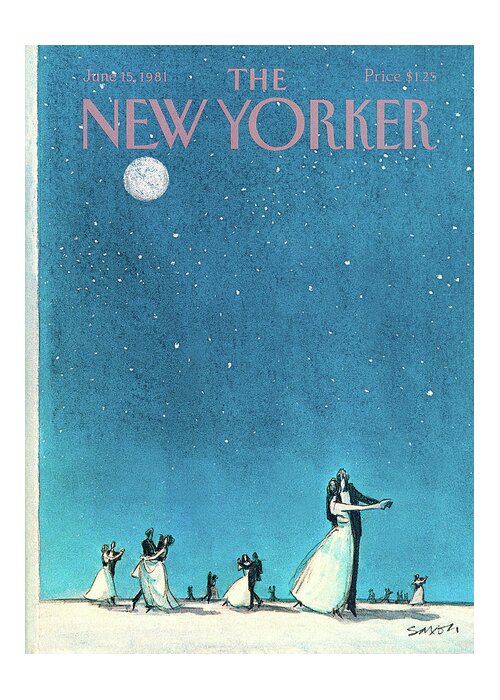 Entertainment Greeting Card featuring the painting New Yorker June 15th, 1981 by Charles Saxon