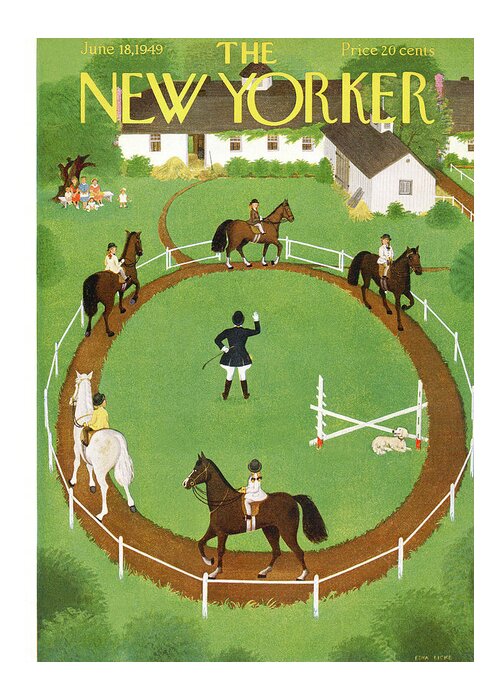 Horse Greeting Card featuring the painting New Yorker June 18th, 1949 by Edna Eicke