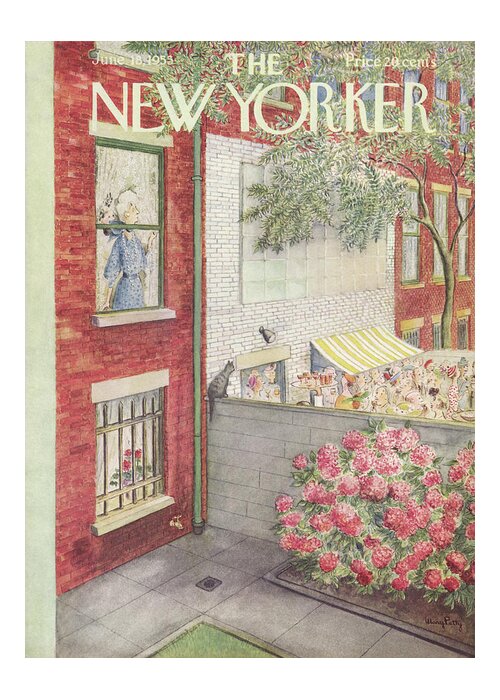 Flowers Greeting Card featuring the painting New Yorker June 18th, 1955 by Mary Petty