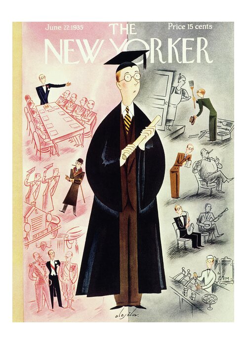 Education Greeting Card featuring the painting New Yorker June 22 1935 by Constantin Alajalov
