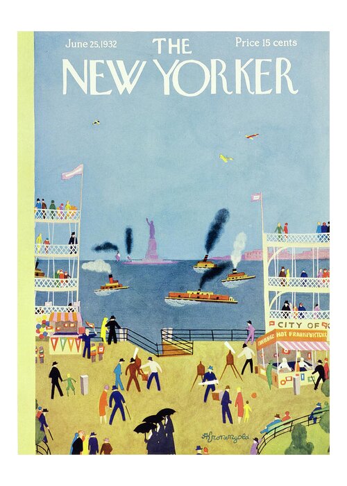 Illustration Greeting Card featuring the painting New Yorker June 25 1932 by Arthur K Kronengold