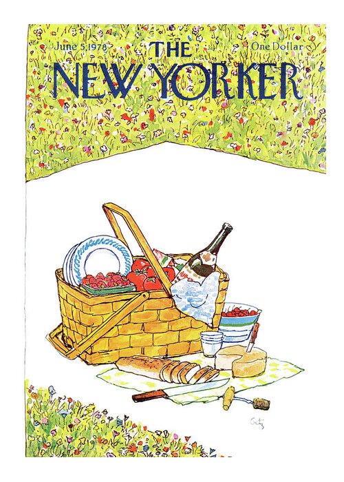 Food Greeting Card featuring the painting New Yorker June 5th, 1978 by Arthur Getz