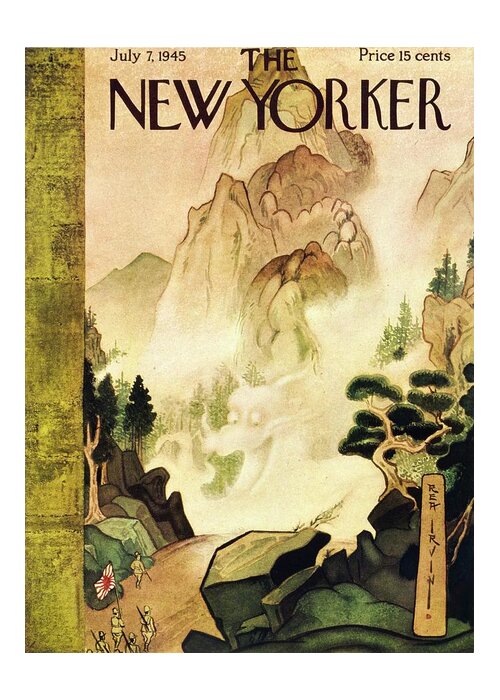 Military Greeting Card featuring the painting New Yorker July 7 1945 by Rea Irvin