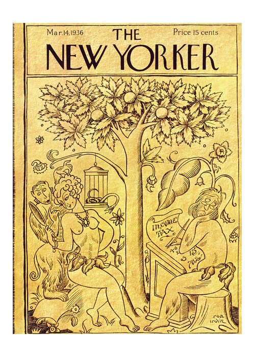 Animal Greeting Card featuring the painting New Yorker March 14 1936 by Rea Irvin