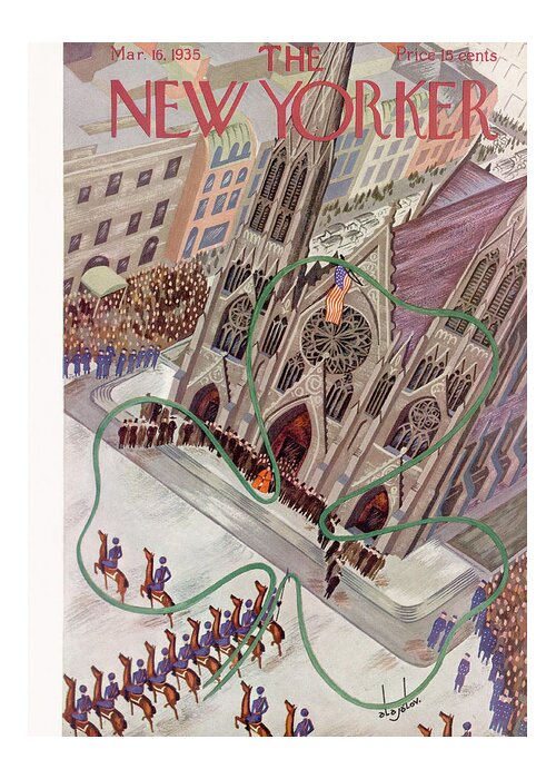 Saint Patrick's Greeting Card featuring the painting New Yorker March 16, 1935 by Constantin Alajalov