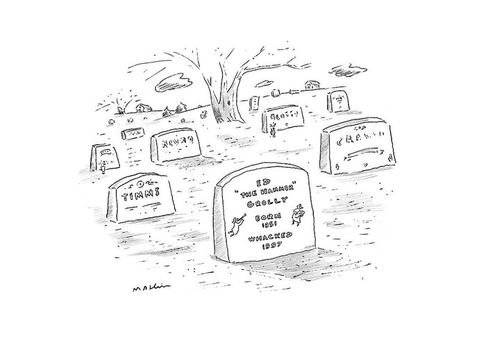Death Greeting Card featuring the drawing New Yorker March 17th, 1997 by Michael Maslin