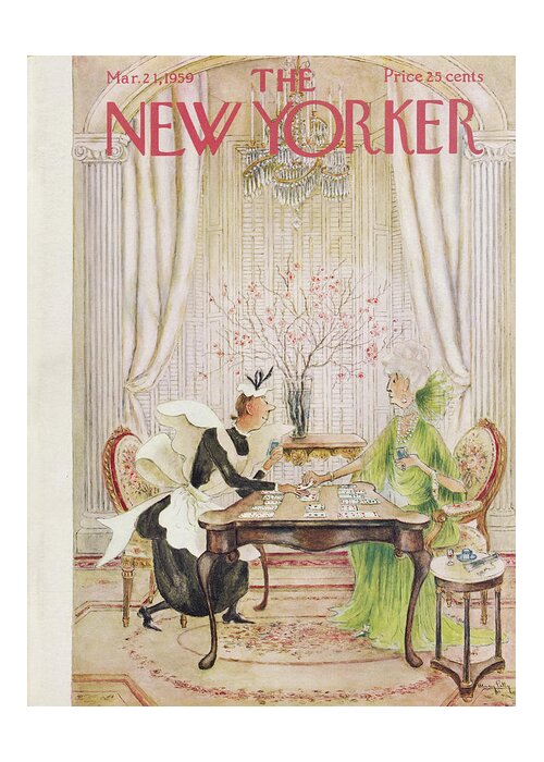 Leisure Greeting Card featuring the painting New Yorker March 21st, 1959 by Mary Petty
