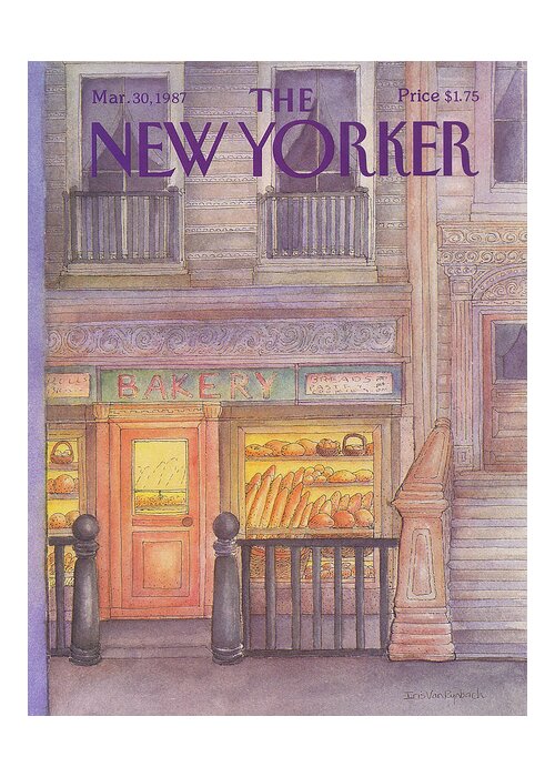 Architecture Greeting Card featuring the painting New Yorker March 30th, 1987 by Iris VanRynbach