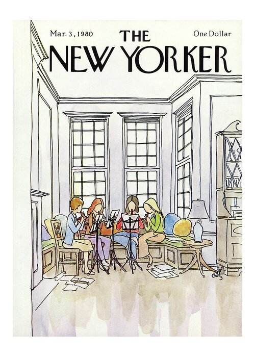 People Greeting Card featuring the painting New Yorker March 3rd, 1980 by Arthur Getz