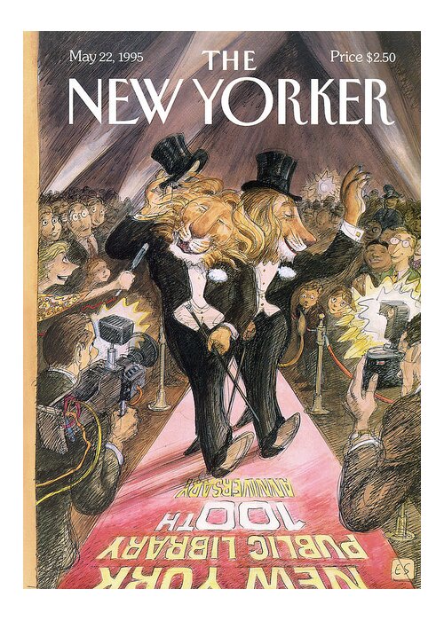 The Roar Of The Crowd Greeting Card featuring the painting New Yorker May 22nd, 1995 by Edward Sorel
