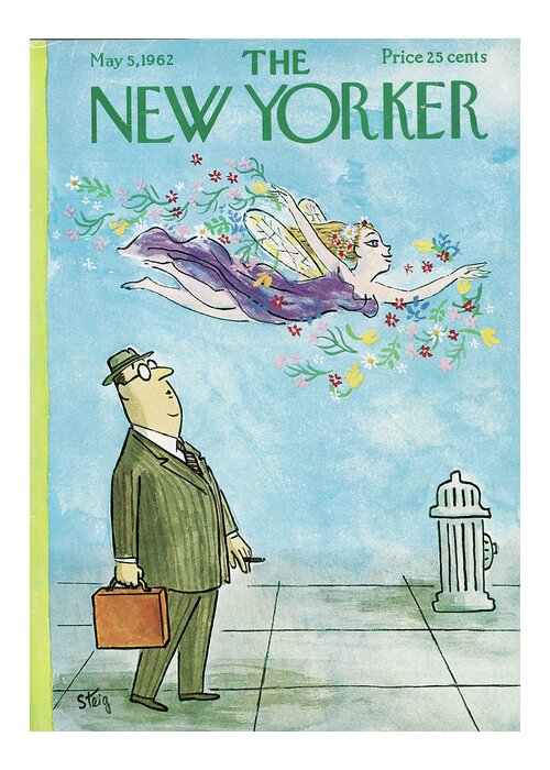 Fairy Greeting Card featuring the painting New Yorker May 5th, 1962 by William Steig