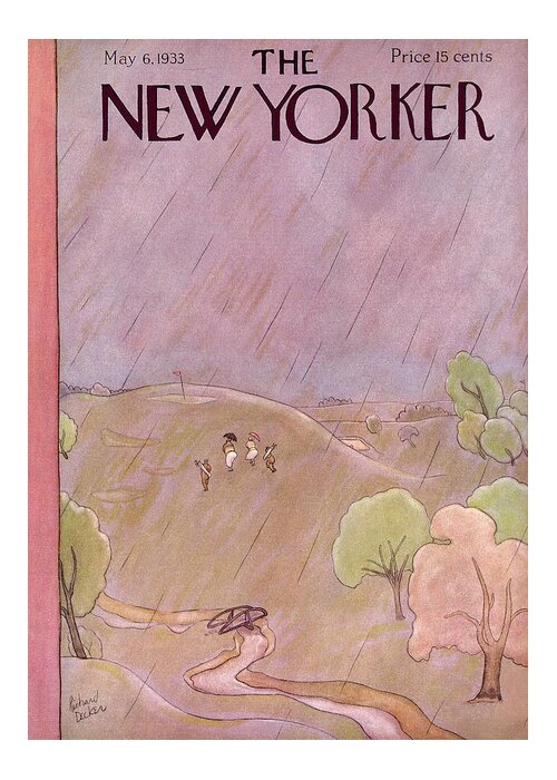 Rain Greeting Card featuring the painting New Yorker May 6th, 1933 by Richard Decker