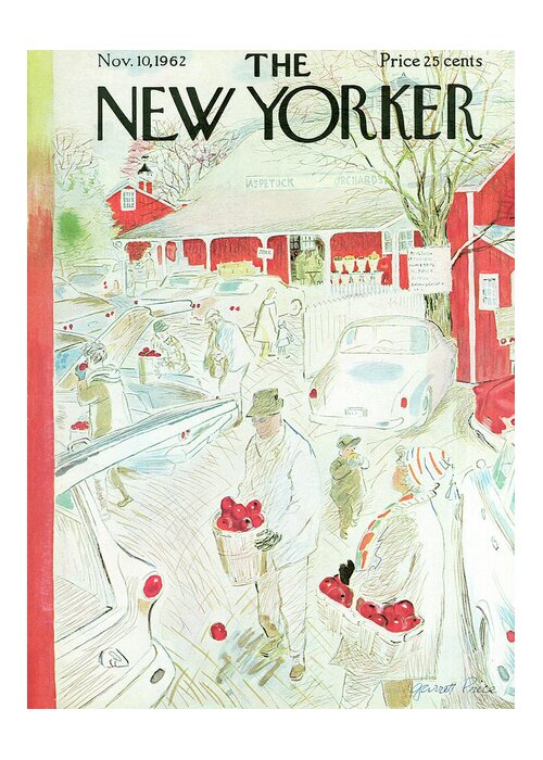 Farm Greeting Card featuring the painting New Yorker November 10th, 1962 by Garrett Price