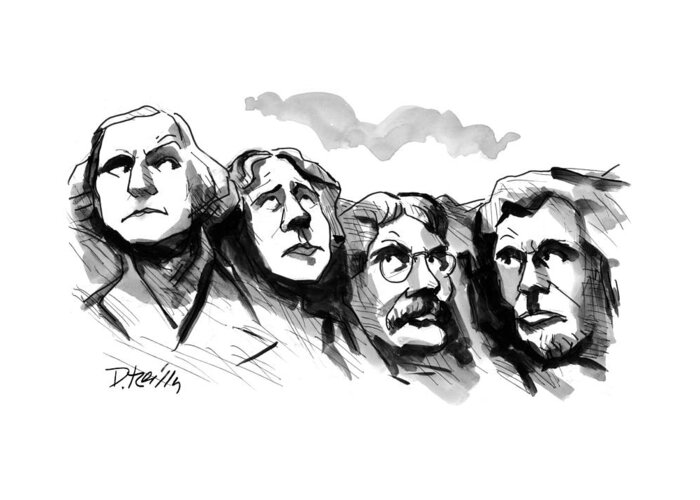 Mount Rushmore Greeting Card featuring the drawing New Yorker November 16th, 1998 by Donald Reilly