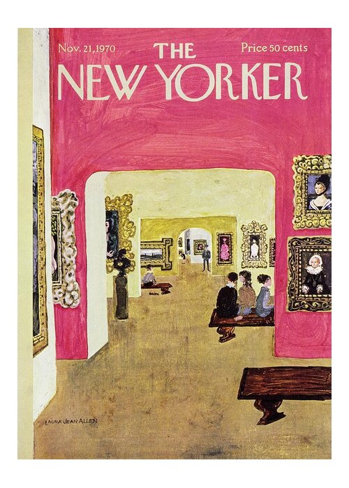 Illustration Greeting Card featuring the painting New Yorker November 21st 1970 by Laura Jean Allen