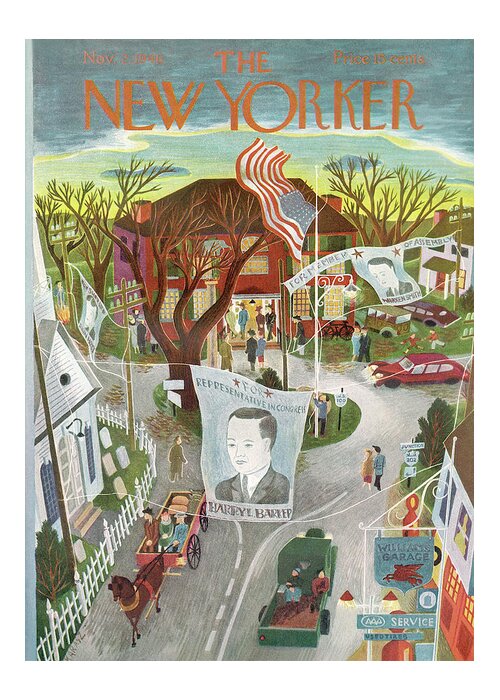 Politics Greeting Card featuring the painting New Yorker November 2, 1946 by Ilonka Karasz