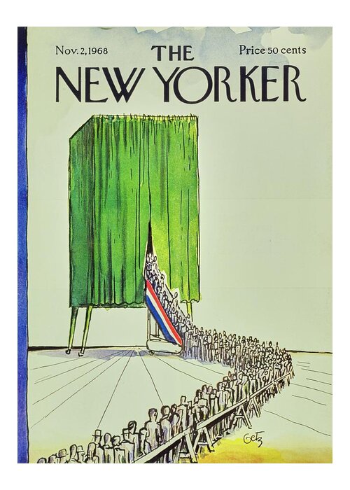 Illustration Greeting Card featuring the painting New Yorker November 2nd 1968 by Arthur Getz