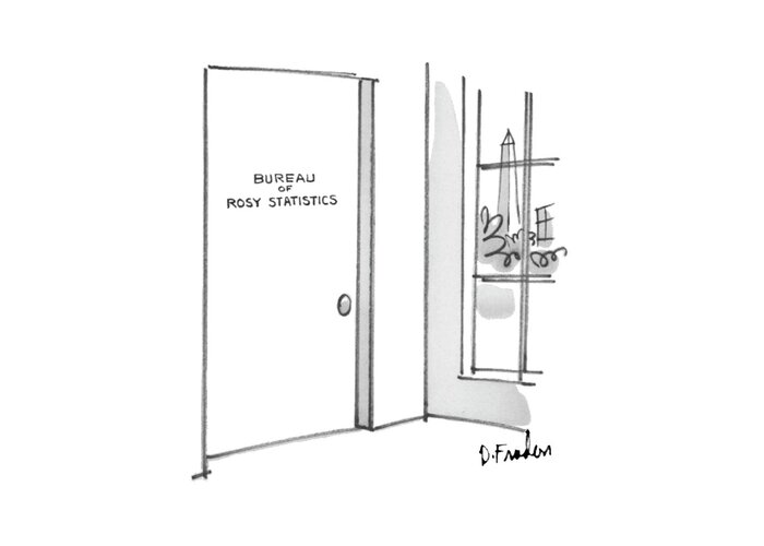 (door To An Office In Washington Greeting Card featuring the drawing New Yorker October 14th, 1972 by Dana Fradon