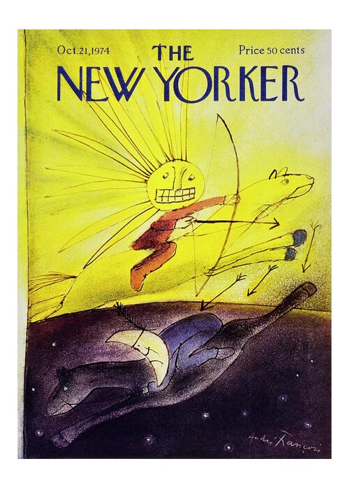 Illustration Greeting Card featuring the painting New Yorker October 21st 1974 by Andre Francois