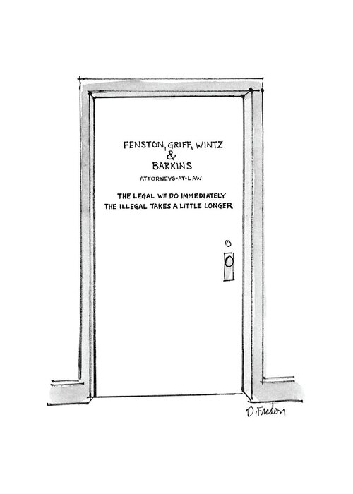 
Fenston Greeting Card featuring the drawing New Yorker October 24th, 1988 by Dana Fradon