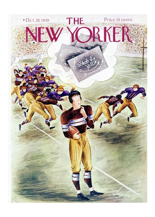 Sports Greeting Card featuring the painting New Yorker October 28 1939 by Constantin Alajalov