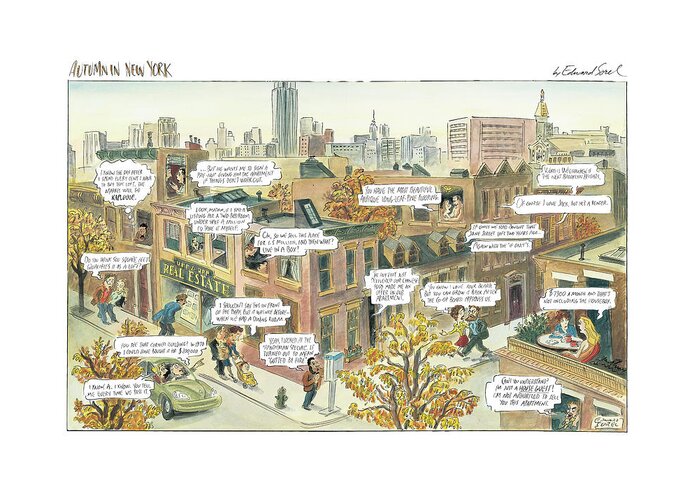 Rental Greeting Card featuring the digital art New Yorker October 2nd, 2000 by Edward Sorel