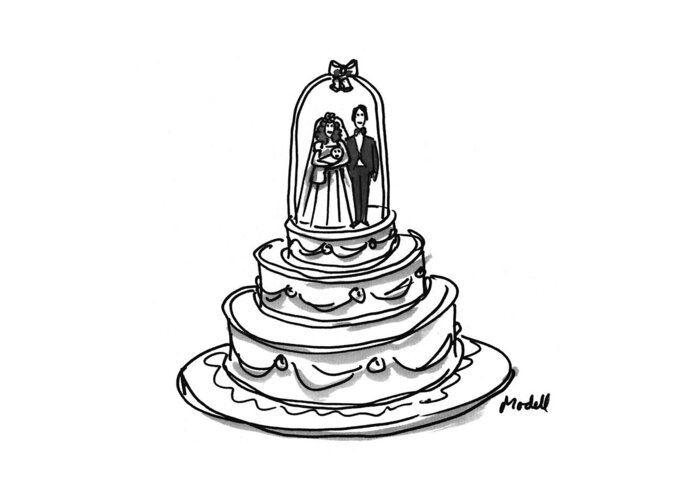 (a Wedding Cake Is Decorated With The Bride Greeting Card featuring the drawing New Yorker October 31st, 1994 by Frank Modell