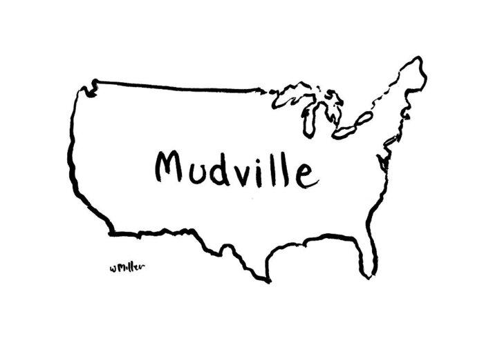 (the Map Of The Us That Says Greeting Card featuring the drawing New Yorker October 3rd, 1994 by Warren Miller