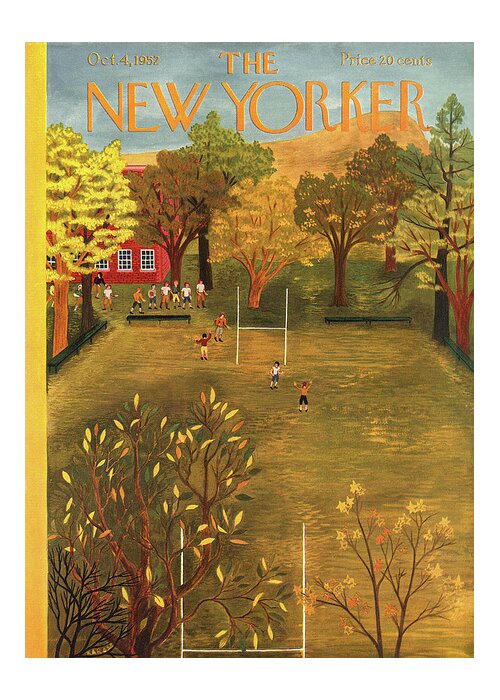 School Greeting Card featuring the painting New Yorker October 4th, 1952 by Ilonka Karasz