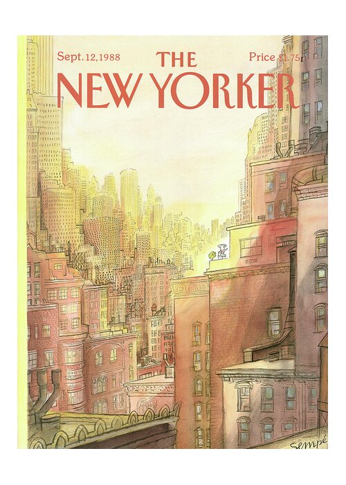 New York City Greeting Card featuring the painting New Yorker September 12th, 1988 by Jean-Jacques Sempe