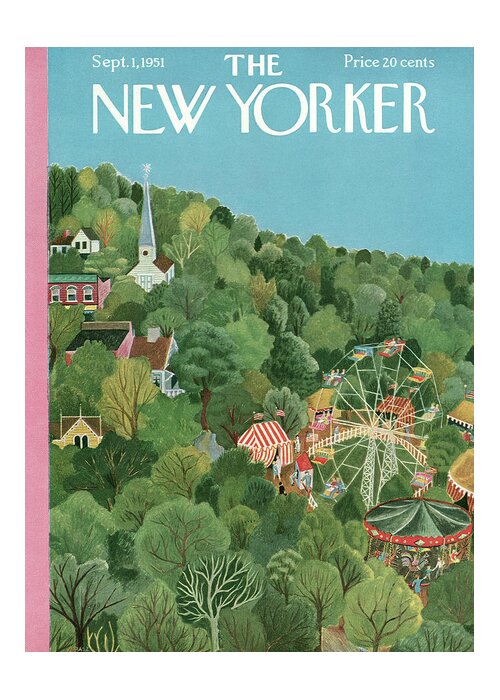 Suburb Greeting Card featuring the painting New Yorker September 1st, 1951 by Ilonka Karasz