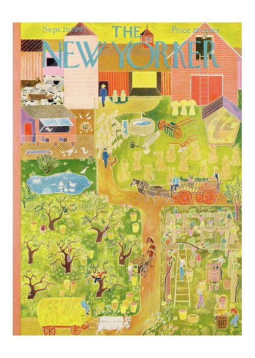 Farm Greeting Card featuring the painting New Yorker September 20th, 1947 by Ilonka Karasz