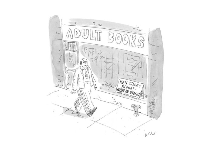 Pornography Greeting Card featuring the drawing New Yorker September 21st, 1998 by Roz Chast