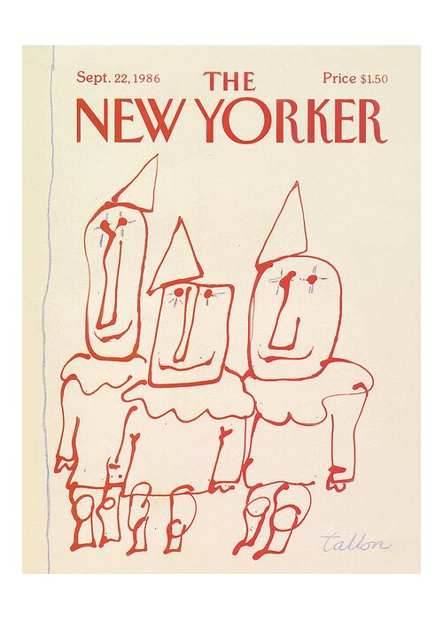 Entertainment Greeting Card featuring the painting New Yorker September 22nd, 1986 by Robert Tallon