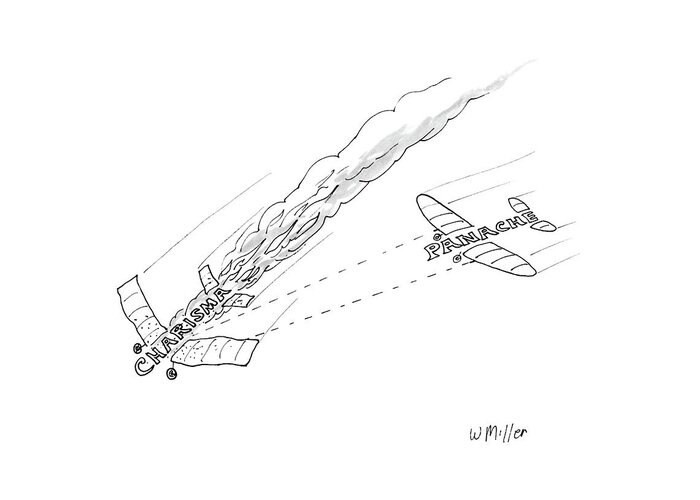 No Caption
An Airplane Made Of The Word Shoots Down A Plane Made Of . 
No Caption
An Airplane Made Of The Word Shoots Down A Plane Made Of . 
Airplanes Greeting Card featuring the drawing New Yorker September 26th, 1988 by Warren Miller