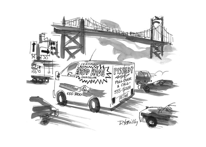 Road Rage Greeting Card featuring the drawing New Yorker September 27th, 1999 by Donald Reilly