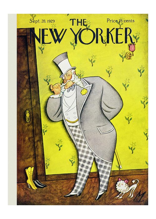 Animal Greeting Card featuring the painting New Yorker September 28 1929 by Julian De Miskey