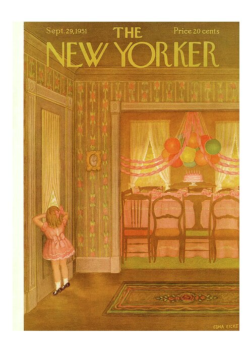 Edna Eicke Greeting Card featuring the painting New Yorker September 29th, 1951 by Edna Eicke