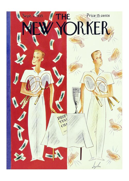 Sport Greeting Card featuring the painting New Yorker September 7 1935 by Constantin Alajalov