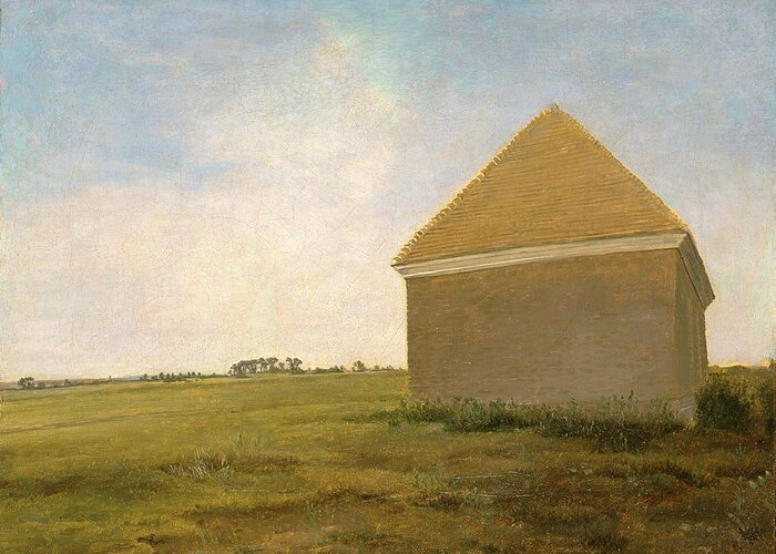 Oil On Canvas Greeting Card featuring the painting Newmarket Heath, With A Rubbing-down House Newmarket Heath by Litz Collection