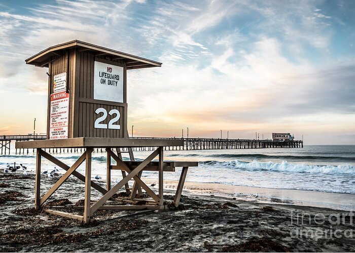 America Greeting Card featuring the photograph Newport Beach Pier and Lifeguard Tower 22 Photo by Paul Velgos