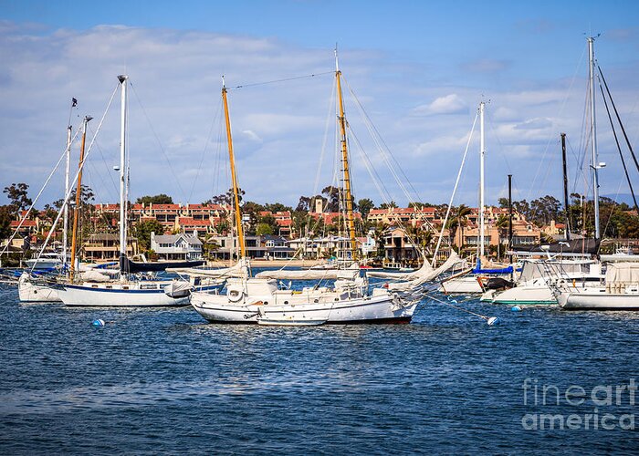 America Greeting Card featuring the photograph Newport Harbor Boats in Orange County California by Paul Velgos