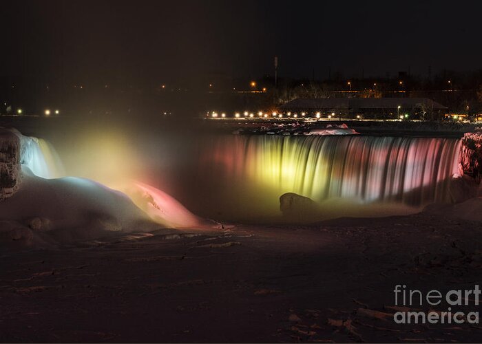 Niagara Falls Greeting Card featuring the photograph Niagara Falls Light Show by JT Lewis