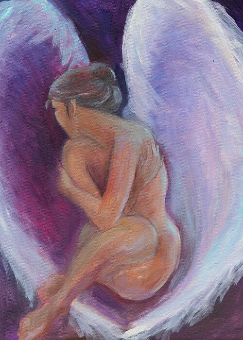 Angel Greeting Card featuring the painting Night Angel by Gwen Carroll
